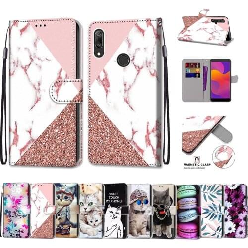 Luxury Painted Flip Leather Phone Case sFor Huawei Y7 2019 Y5 2019 Y6 Y5 2018 Y7P Y6P Y5P Book Style Wallet With Card Slot Capa