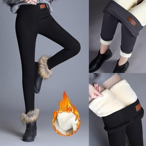 Wholesale Wool Leggings Pants Super Thick Cashmere High Waist Pants Warm Pants In Winter For Women N66