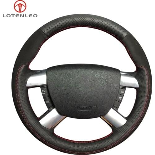 LQTENLEO Black Suede Leather Steering Wheel Cover For Ford Kuga 2008-2011 Focus 2 2005-2011 Focus 3 2012-2014 C-MAX 2007-2010