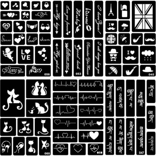 Small Airbrush Tattoo Stencils For Women Kids Drawing Template Henna Tattoo Stencil For Paiting Glitter Tattoos