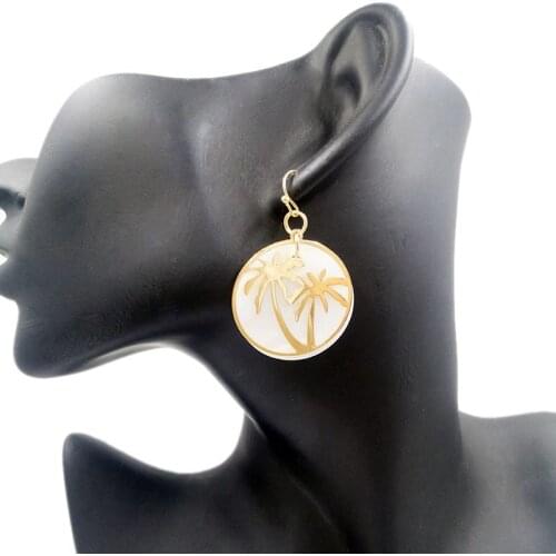 Fashion Simple Women Coconut Palm Tree Dangle Earring Big Round Circle Drop Earrings Summer Holiday Hawaii Earring jewelry