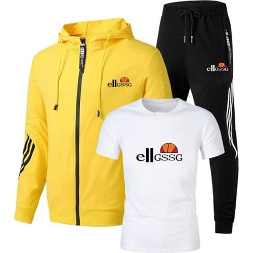 Spring Autumn 2021 Men Sweat Suit Set Striped Tracksuit Men Outfit Full Sleeve Tops with Hood Outdoor Sport Wear Men 3 Piece Set