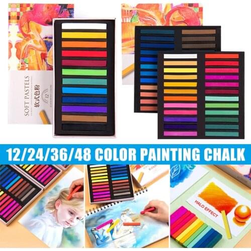 Soft Pastel Set Square Pastels Chalks Square Artist Pastel Set Box of 12/24/36/48 Assorted Colors Art Supplies Drawing Set