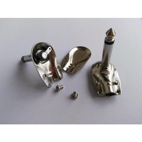 New 10Pcs 1/4 6.35mm Mono Speaker Right Angle Guitar Phono Plug Pancake Connector