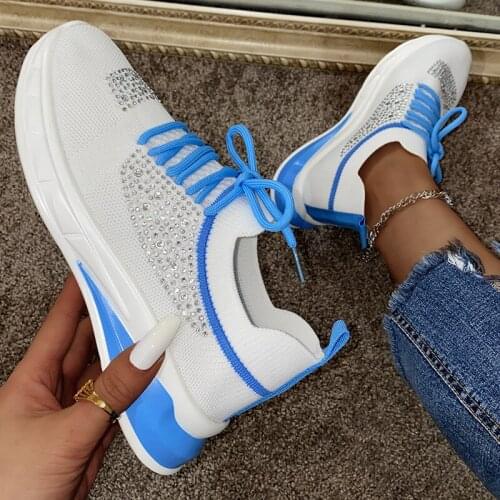 Newly Arrived Autumn Women Sneakers Rhinestone Casual Shoes Ladies Mixed Colors Chunky Girls Vulcanized Shoes Zapatos De Mujer