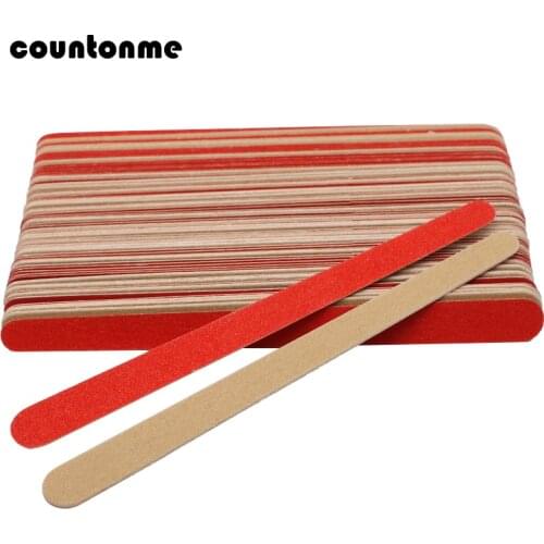 50Pcs Disposable Wood Nail File Red Polishing Sanding File 180/240 Grit Slim Wooden Double Side Nails Manicure Tools nagelvijl