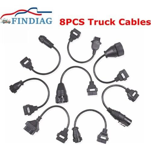 Truck Cables Full Set 8pcs OBD2 Diagnostic Adapter Tool OBD II 8 Cable for Auto Scanner Truck Cables