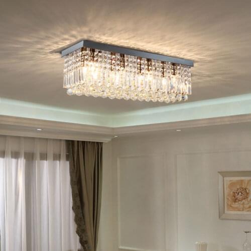 Modern minimalist light luxury crystal ceiling lamp Nordic creative personality restaurant bar American rectangular chandelier