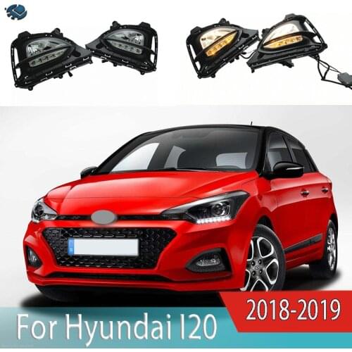 2 Color LED Daytime Driving Light For Hyundai I20 2018 - 2019 DRL Fog Light White Turn Yellow Day Light 2 pcs