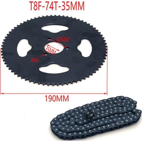 T8F 136 links Chain 74T 35mm Rear Sprocket For 43cc 49cc Minimoto Moped Scooters 2 Stroke Engine Pocket Bike Mini Quad ATV