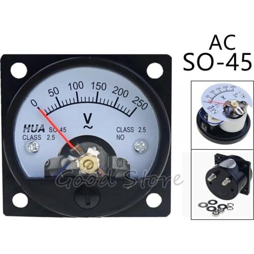 SO-45 AC 3V 5V 10V 15V 50V 100V Class 2.5 Screw Mounted Voltage Panel Meter Voltmeter