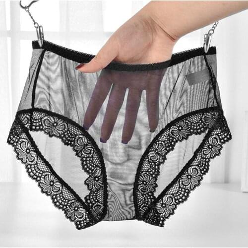 High-quality Sexy Transparent Lace Panties See-through Sex Products Fashion Underwear Women Briefs Women Plus Size Underpants