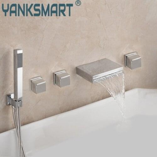 Bathroom Tub Faucet wall Mounted 5 Pcs Set Faucet Waterfall Spout With Hand Shower Bath Shower set