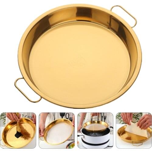 Colorful Stainless Steel Disc Liangpi Plate Creative Disc with Handle Steam Plate Meal Snack Plate