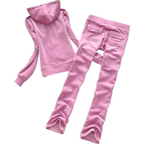 2021 spring/autumn/winter womens brand velvet fabric sportswear zipper top trousers 2-piece set