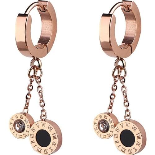 Wukaka 2018 Stainless Steel Tassel Earring For Girl Woman Fashion Drop Creative Rome digital Earrings Big Luxury Brand Design