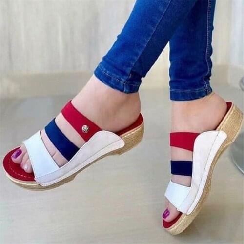 Slope heel bottom womens slippers 2021 summer new womens sandals fashion platform slides women shoes casual slipper beach shoes