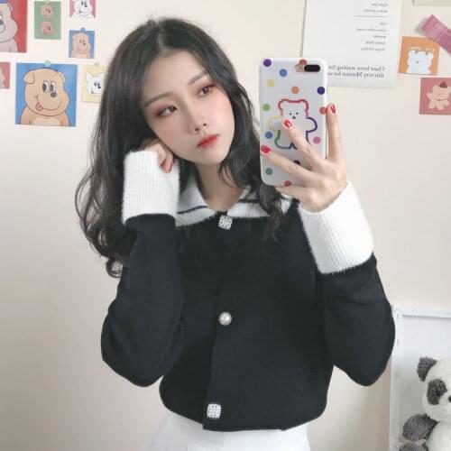 Woman Sweaters Cardigan Gas Sweater Womens Fall and Winter Lapels Single-Breasted Gentle Inner Knitted Top