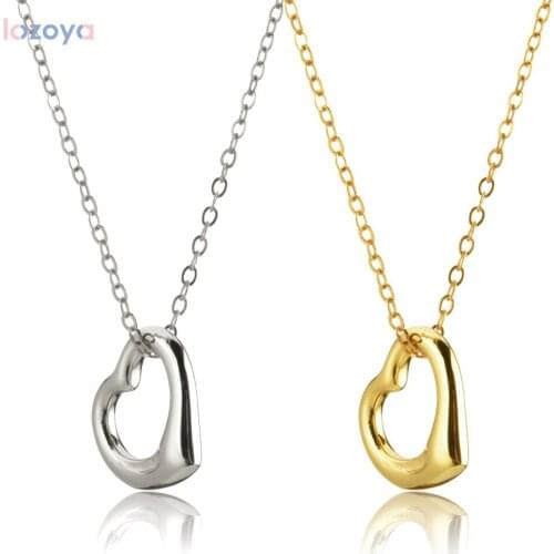 LOZOYA 925 Sterling Silver Jewelry Friendship Simple Move Heart Love Pendant Necklace 2021 Women Luxury Fine For Gift Best Gift