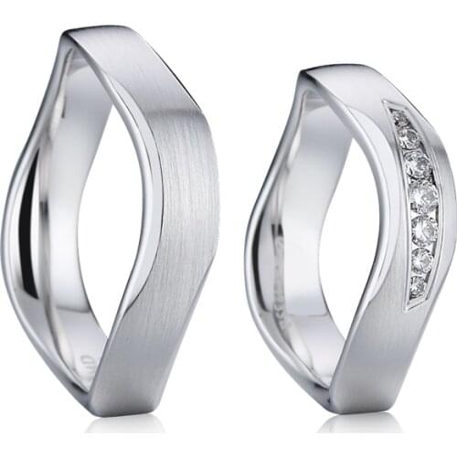 1 Pair Unique wedding ring for men and women Marriage Love Alliance new design ladies finger ring silver white gold color