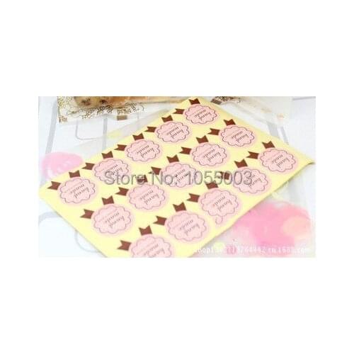 1 lot = 120pcs PINK Handmade gift box baking package decoration Seals Sticker DIY Scrapbooking 1lot = 8sheet = 120pcs