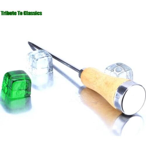 Good Quality 1pc Stainless Steel Ice Pick Crusher Punch with Wooden Handle Kitchen Bar Icing Tools Accessory