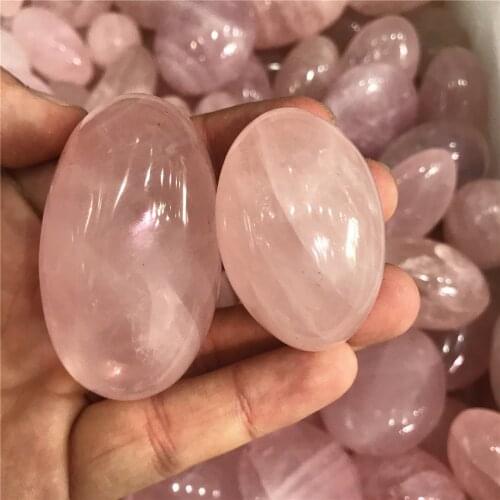 1pcs Natural Rose Quartz Crystal Palm Stone Irregular Smooth Polished Pebble Reiki Healing Chakra Stone