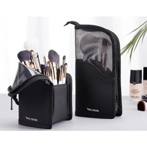1Pc Stand Cosmetic Bag for Women Clear Zipper Makeup Bag Travel Female Makeup Brush Holder Organizer Toiletry Bag