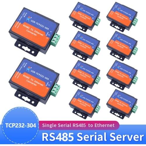 10PCS USR-TCP232-304 Serial RS485 to TCP/IP Ethernet Server Converter Module with Built-in Webpage DHCP/DNS Supported