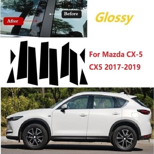 10PCS Polished Pillar Posts Fit For Mazda CX-5 CX5 2017-2019 Window Trim Cover BC Column Sticker Chromium Styling