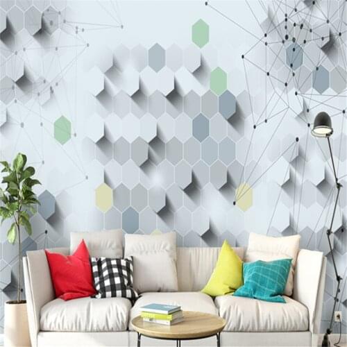 3D Photo Custom Wallpaper Hexagon Simple Nordic Art Mural Wallpapers Living Room Bedroom Wall Papers Home Decor Wall Paper