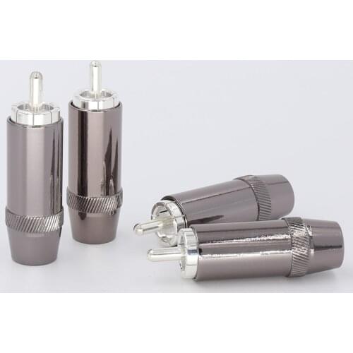 4PCS Silver Plated Audio RCA Plug 8mm Cable Silver Connector HIFI