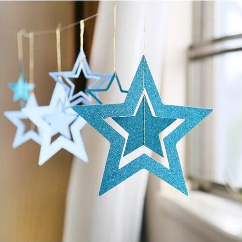 Hollow Out Star Garlands 7pcs/set Bunting Wedding Decoration Birthday Party Banner Hanging Paper Garland Home Decor