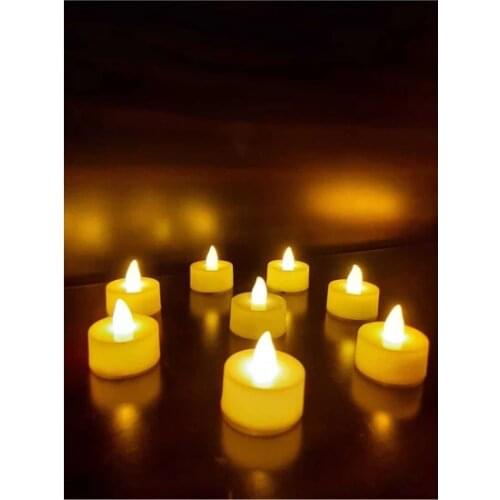 Battery Tea Lights 8 Pieces LED Yellow Candles Realistic and Bright Flickering Gift Home Decoration Wedding Party Holiday