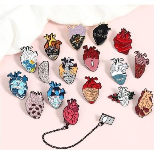 European And American Street Style Fashion Cartoon Heart-Shaped Series Jewelry Brooch Personality Style Brooch Matching Badge