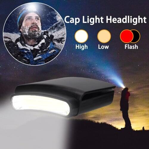 COB LED Waterproof Cap Light Clip Headlamp Flashlight Miners Lamp for Hiking Camping Reading Night Working Fishing Headlight