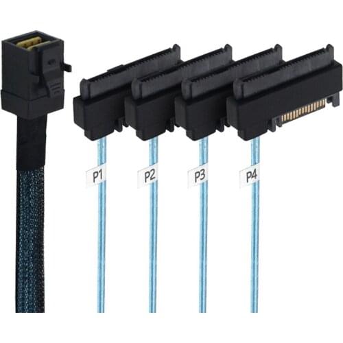 CYSM Internal Mini SAS SFF-8643 Host to 4 SAS 29Pin SFF-8482 Target Disk 6Gbps Data Server Raid Cable