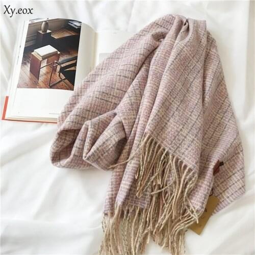 Exquisite autumn and winter cashmere blended woven texture long scarf shawl dual purpose