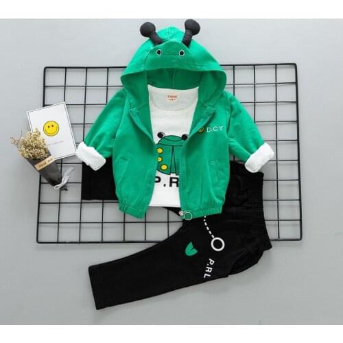 Baby Boys Clothing Sets Children T-shirts +Jacket+Pants Kids Suits Cotton 3pcs Boys Autumn Spring Cartoon Animal Sets