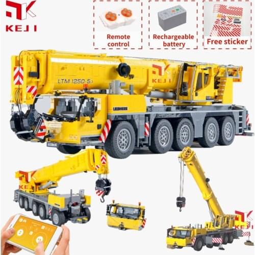 KEJI MOC-57421 Liebherr LTM1250 Remote Control Crane Building Blocks Bricks Kits Mobile Model Toys Boy Christmas Gifts