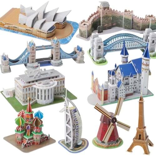Creative 3D Paper Puzzle World Famous Architecture Building Model Home Miniatures Furnishings Decorations