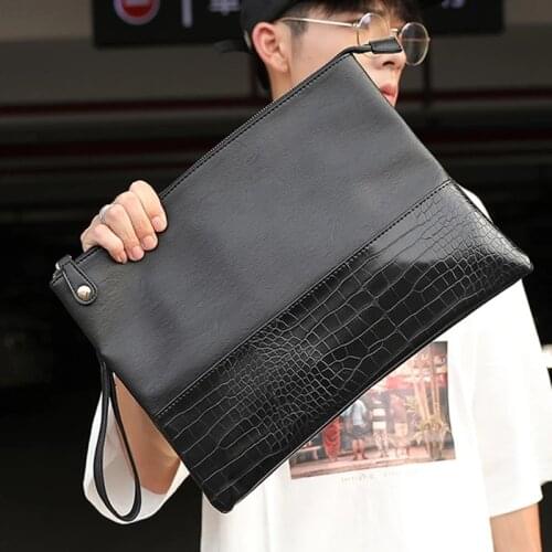 Crocodile PU Leather Handbags for Men Cluth Bag Purse Black Shoulder Bags Envelope Alligator Skin Mens Cluth Purse Bolso Mujer