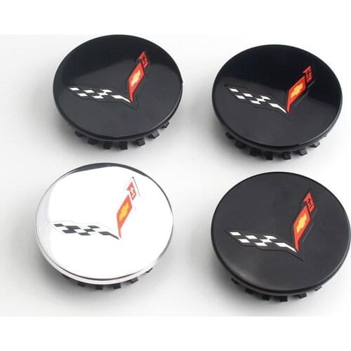 4 Pieces 67mm Black / Chrome For Corvette C7 2014-2019 Car Hub Cover Wheel Center Cap Modified Aftermarket Hubcap Parts 19301415