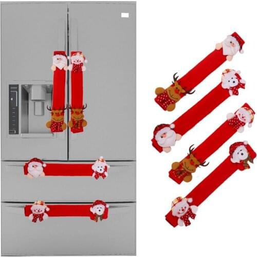 4pcs Christmas Fridge Handle Covers Santa Claus Microwave Oven Dishwasher Door Handle Cover Xmas Christmas Party Decor 24*16cm