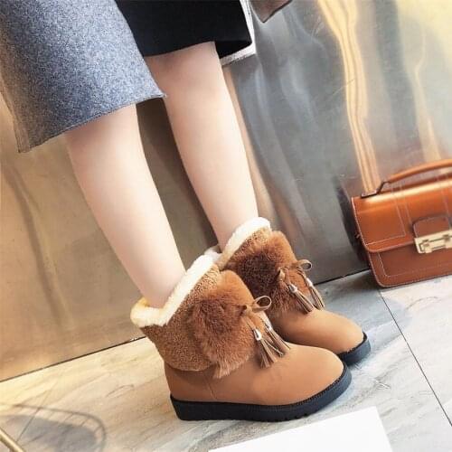 LCIZRONG New Winter Warm Women Snow Boots Faux Fur Thick Female Round Toe Black Boots