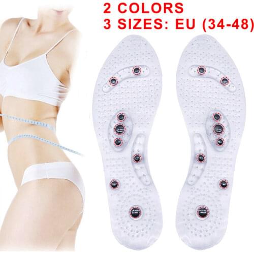 Unisex Magnetic Massage Insoles Foot Acupressure Shoe Pads Therapy Slimming Insoles for Weight Loss Transparent