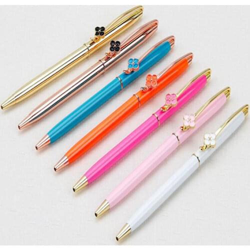 Lucky Clover Advertising Signature Metal Pen Creative Ballpoint Pen Student Teacher Wedding Office School Writing Supplies Pen G