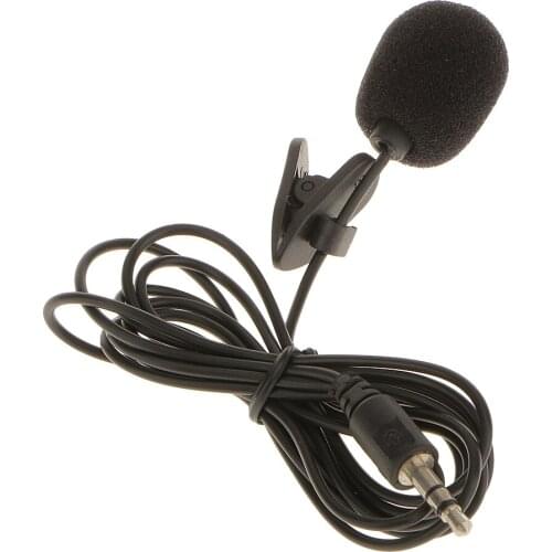 3.5mm Jack Plug Mini Clip On Microphone Mic With Tie Collar Shirt Clip Black