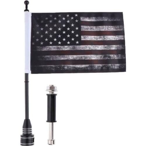 Motorcycle Retro American USA Flag Flagpole Luggage Rack Mount For
