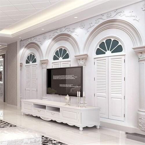 CJSIR Custom Mural Wall Sticker Roman Column Arch TV Background Wallpaper for Wall Papers Home Decors Mural Papel De Parede